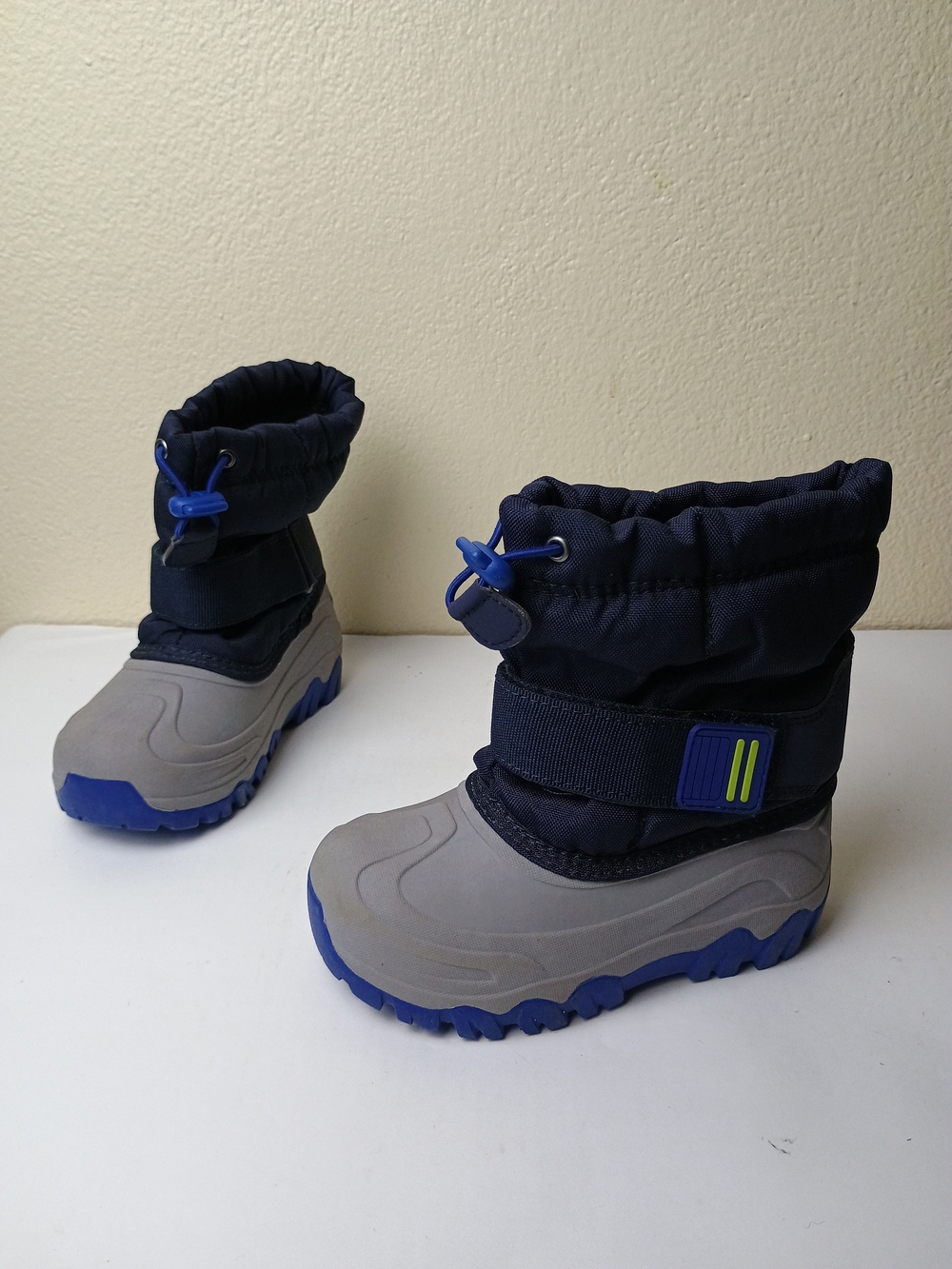Toddler Boy 11 Kids Navy and Gray Waterproof Winter Boots with Blue Accents